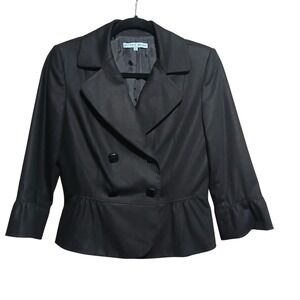 Antonio Melani Black Double‎ Breasted Peplum Blazer Jacket Size 4